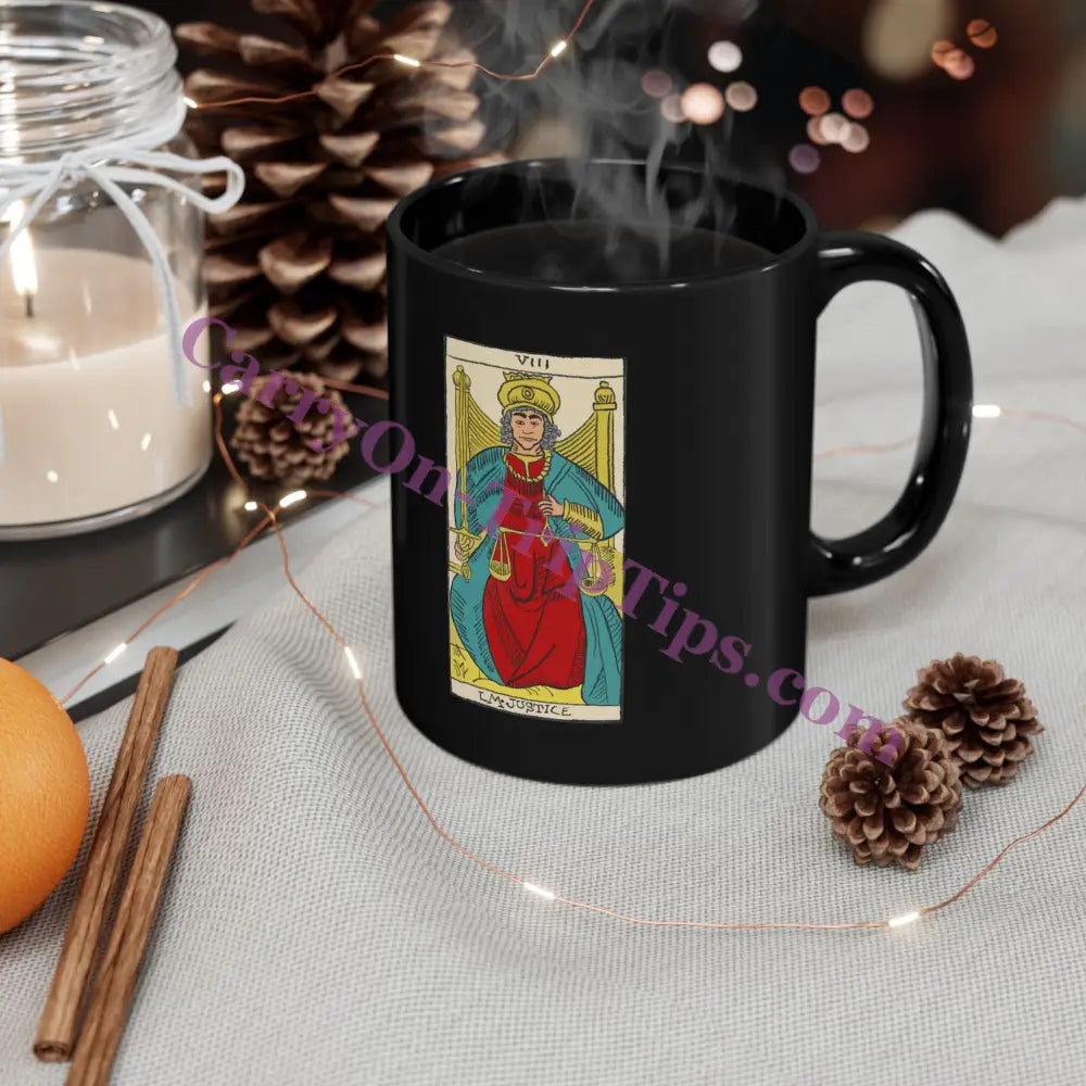 Tarot Card Justice - Black Mug (11Oz 15Oz) 11Oz