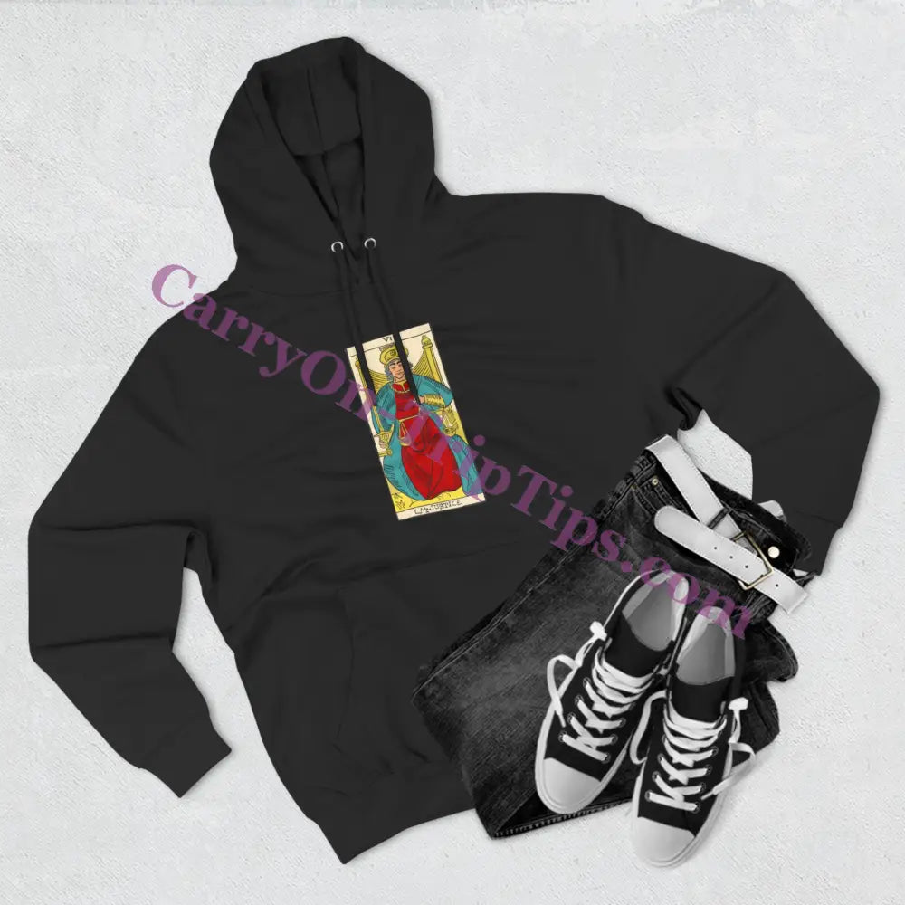 Tarot Card Justice - Fleece Hoodie S / Black