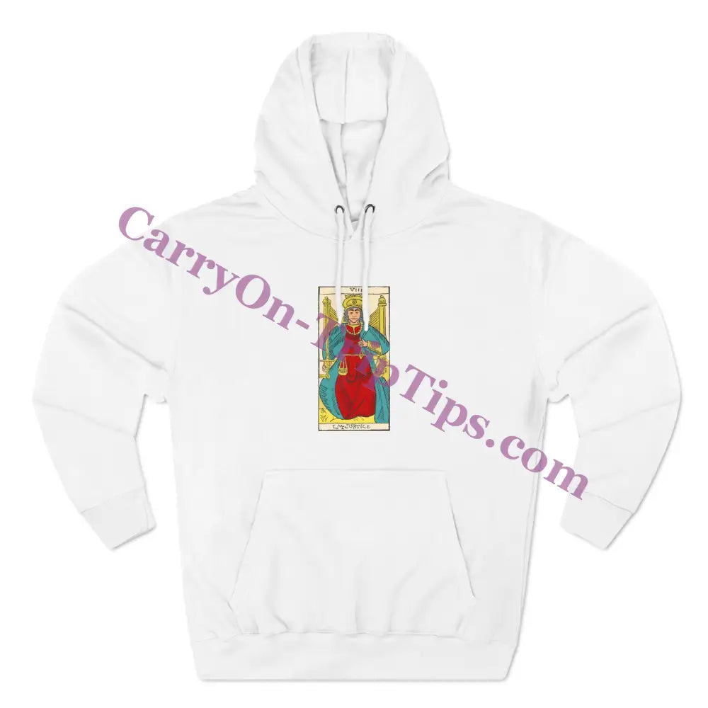 Tarot Card Justice - Fleece Hoodie S / White