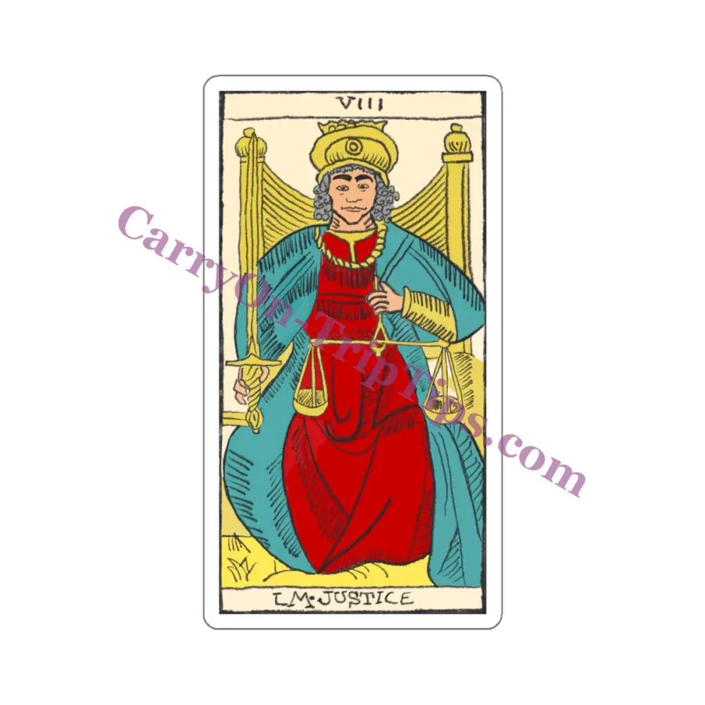 Tarot Card Justice - Nj Kiss-Cut Stickers 6’’ × / White Paper Products